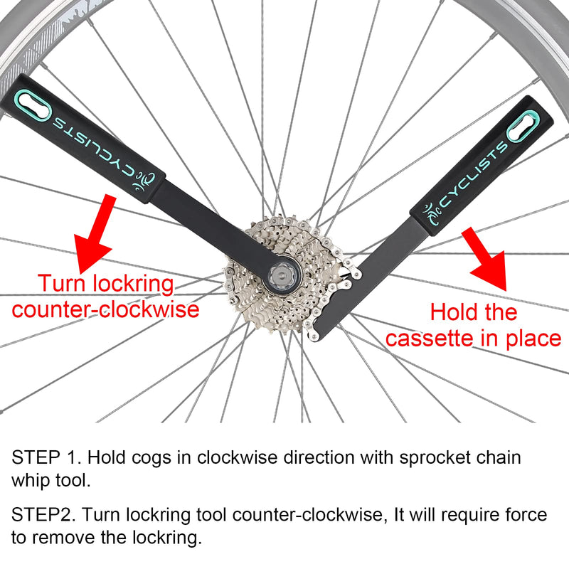 cyclists Cassette Removal Tool Sets - Chain Whip & Lock Ring Tool for Shimano HG Cassette/Freewheel Install Removal MTB Road Bike 7 8 9 10 11 Speed Black - BeesActive Australia