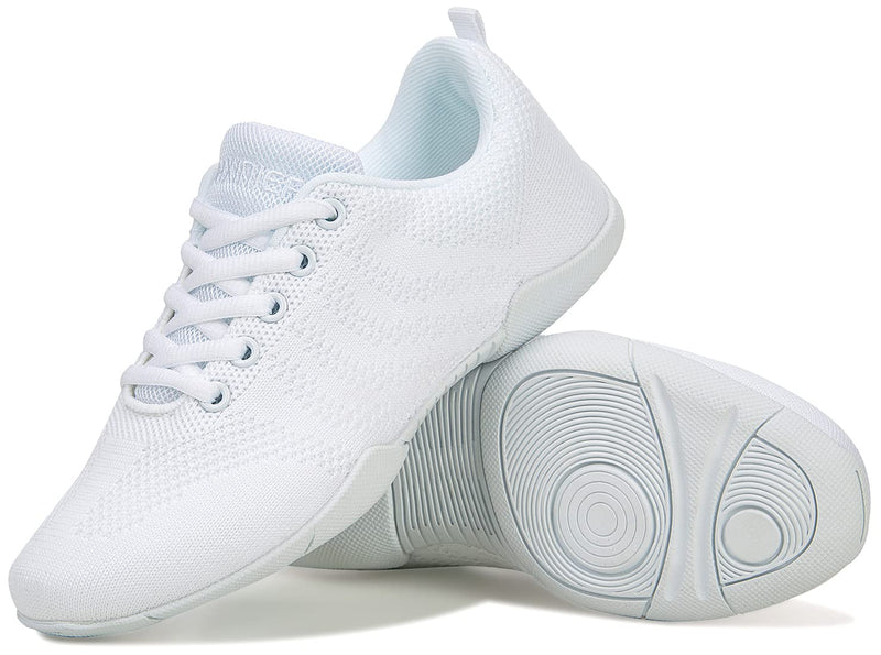 FUQIAO Girls White Cheerleading Shoes Lightweight Competition Sneakers Women Indoor Cheer Dance Shoe 3 Big Kid White 2122 - BeesActive Australia