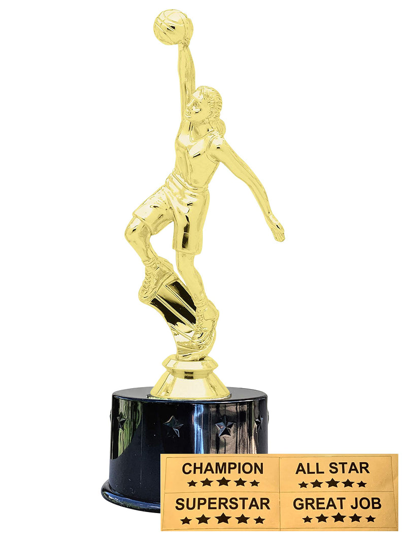 Express Medals Female Girls Dunk Basketball Award Trophy Party Favor Gift Prize Including 4 Gold Color Decals to Custom Personalize The Black Base - BeesActive Australia
