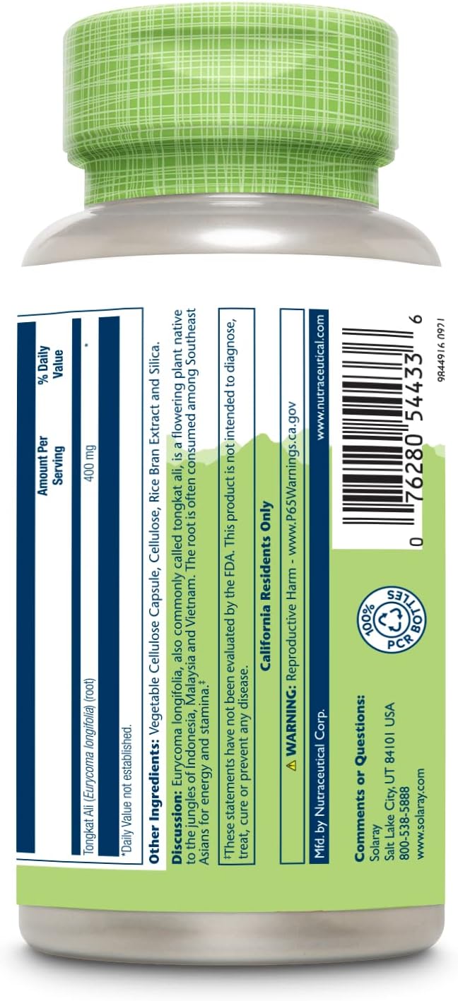 Solaray, Tongkat Ali, 400mg, 60 Veggie Capsules - BeesActive Australia
