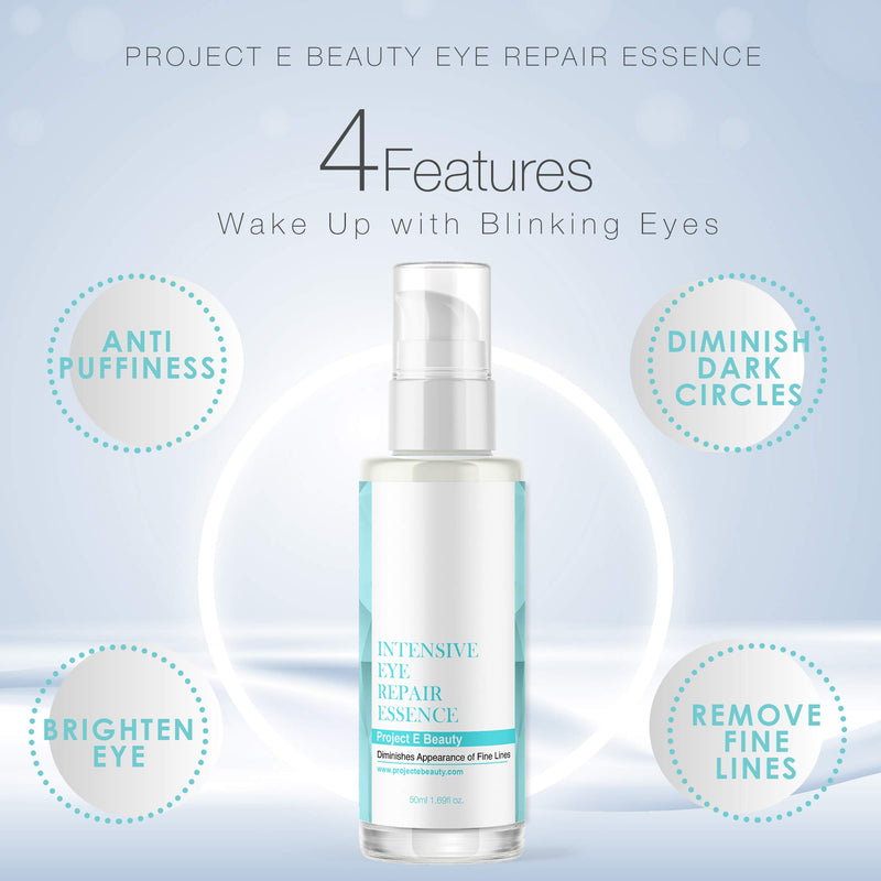 Project E Beauty Intensive Eye Repair Essence | Natural Organic Skin Care Facial Anti Aging Puffiness Dark Circles Wrinkles Fine Lines Removal Treatment 50ml 1.7oz - BeesActive Australia