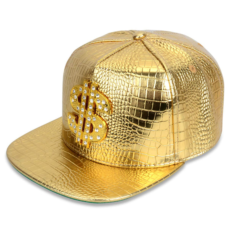 FuZhiBang NYU14 The New Crocodile Baseball caps Alloy Dollar Flat-Brimmed hat Hip-hop hat Gold - BeesActive Australia