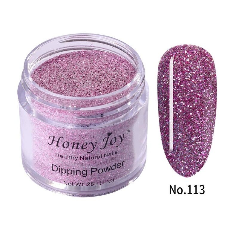 28g/Box Dark Pink Color with Glitter Dipping Powder No Lamp Cure Nails Dip Powder Like Gel Nail Polish Natural Dry for Nail Salon, No.113 - BeesActive Australia