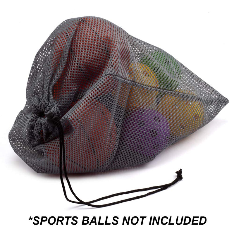 [AUSTRALIA] - 18"x12" Mesh Drawstring Bag. Sports Equipment Storage Bag for Gym Gear, Beach Toys, Baseballs, Golf Balls, Soft Balls, Laundry Bag Grey 