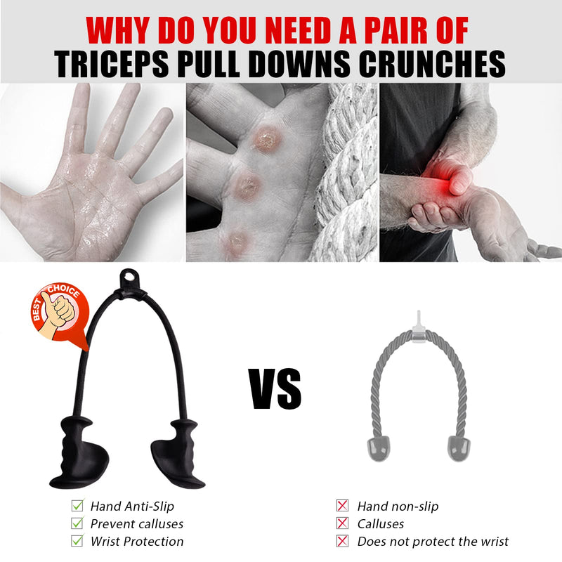 KKH Ergonomic Triceps Rope Pull Down with Anti-Slippery Natural Rubber Grip for Activating More Muscle Fibers-Gym Rope for Push Downs, Triceps Pull Downs Crunches, Facepulls, 36" Rope Length. - BeesActive Australia