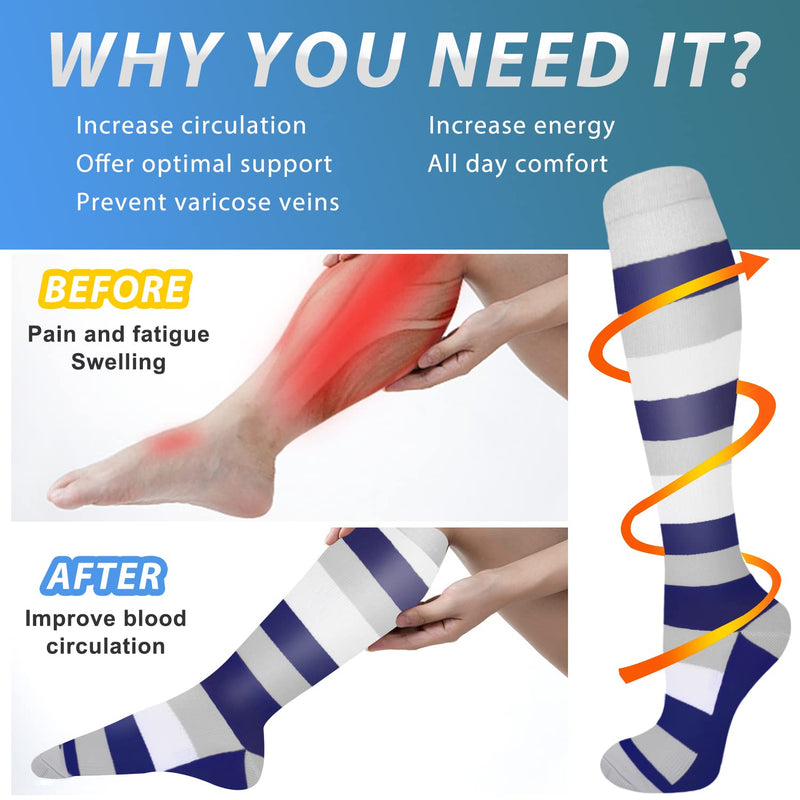4 Pairs Compression Socks - Compression Socks for Women & Men Circulation - Best Support for Nurses, Running, Athletic F-multicoloured 01 Small-Medium - BeesActive Australia