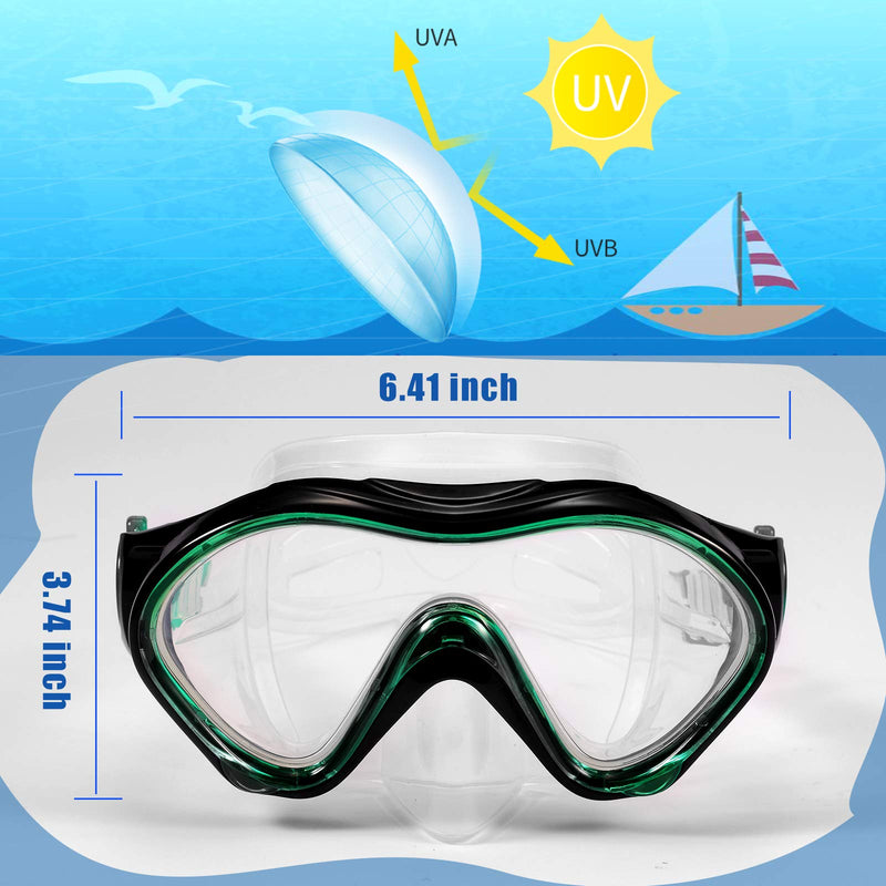 Fpxnb Kids Swim Mask, Swimming Goggles with Nose Cover, Snorkel Mask Diving Mask for Scuba Snorkeling, Anti-Fog Lens Waterproof Socket 180° View Angle Face Mask for Youth Children Junior Teens - BeesActive Australia