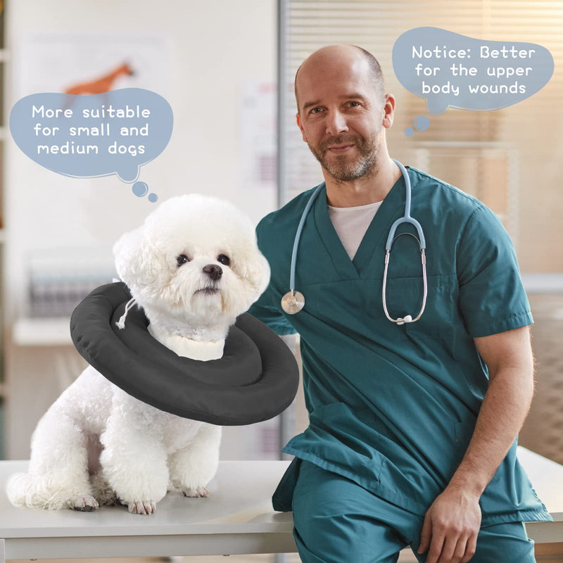 ANWA Soft Dog Cone for Small Dogs, Adjustable Dog Cone Alternative After Surgery, Waterproof Dog Recovery Collar for Small and Medium Dogs Large (11-17 lbs) Dark Gray - BeesActive Australia