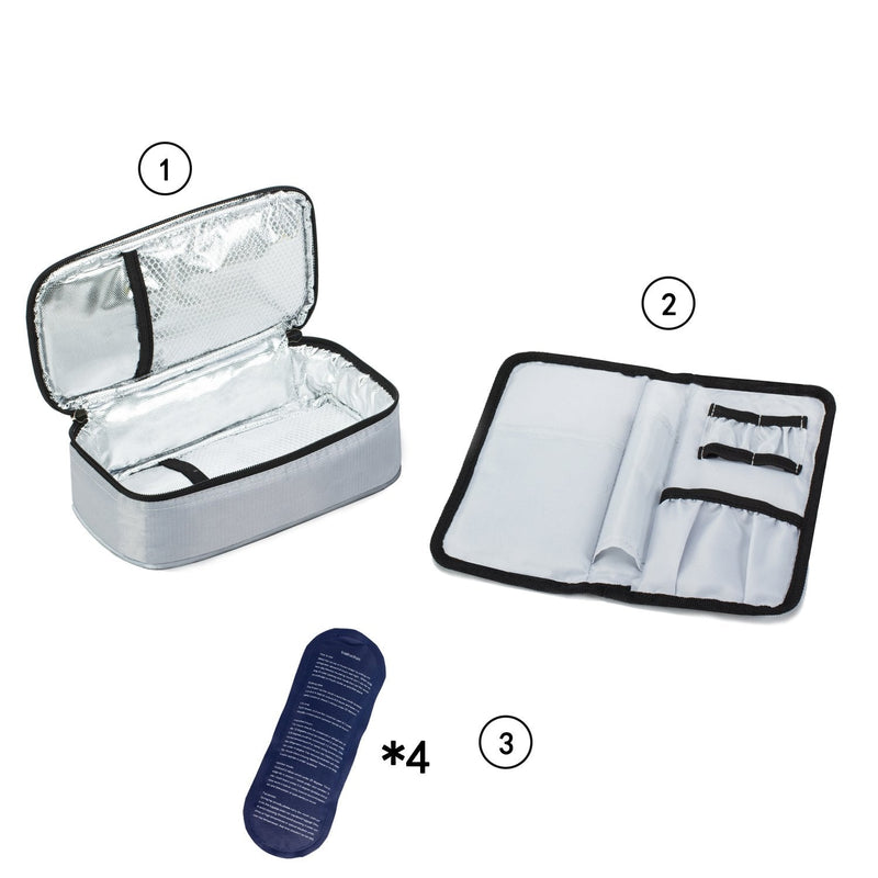 ALLCAMP Large Insulin Cool Bag Diabetic Organizer Portable Medical Travel Cooler Case+ 4 Ice Packs Gray - BeesActive Australia