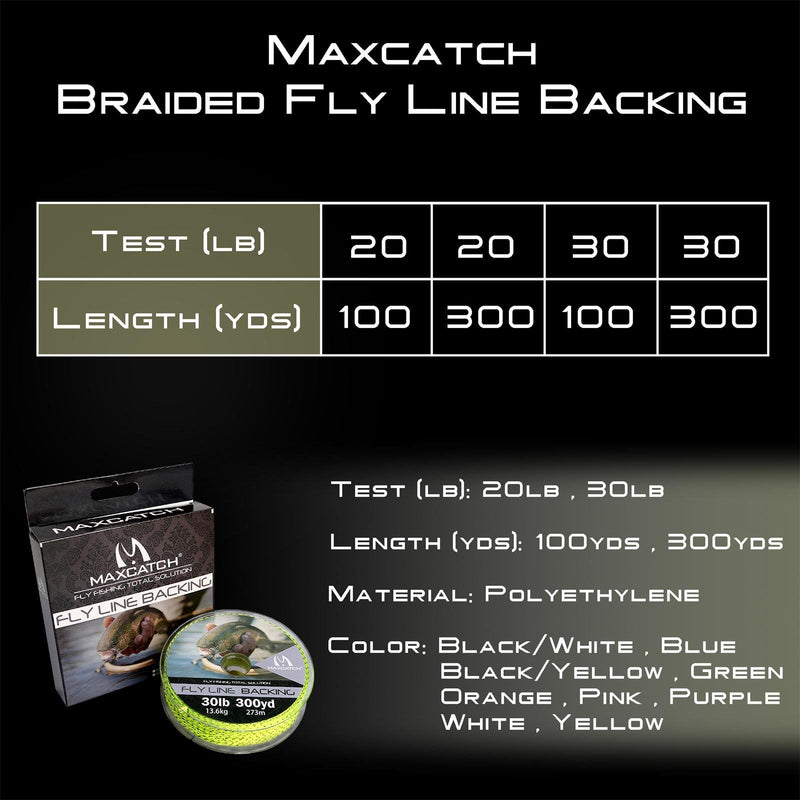 M MAXIMUMCATCH Maxcatch Braided Fly Line Backing for Fly Fishing 20/30lb(White, Yellow, Orange, Black&White, Black&Yellow, Blue, Pink, Green, Purple) 20lb,100yards - BeesActive Australia