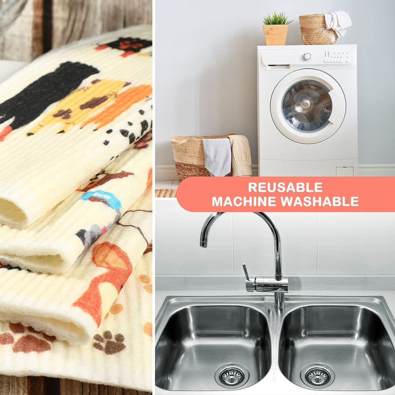 Patelai 6 Pieces Mixed Dog Swedish Cleaning Dishcloths Cloths Absorbent and Fast Drying Kitchen Dish Towels Dogs Cleaning Wipes for Kitchen Bathroom Office Wedding Housewarming, 6 Designs - BeesActive Australia