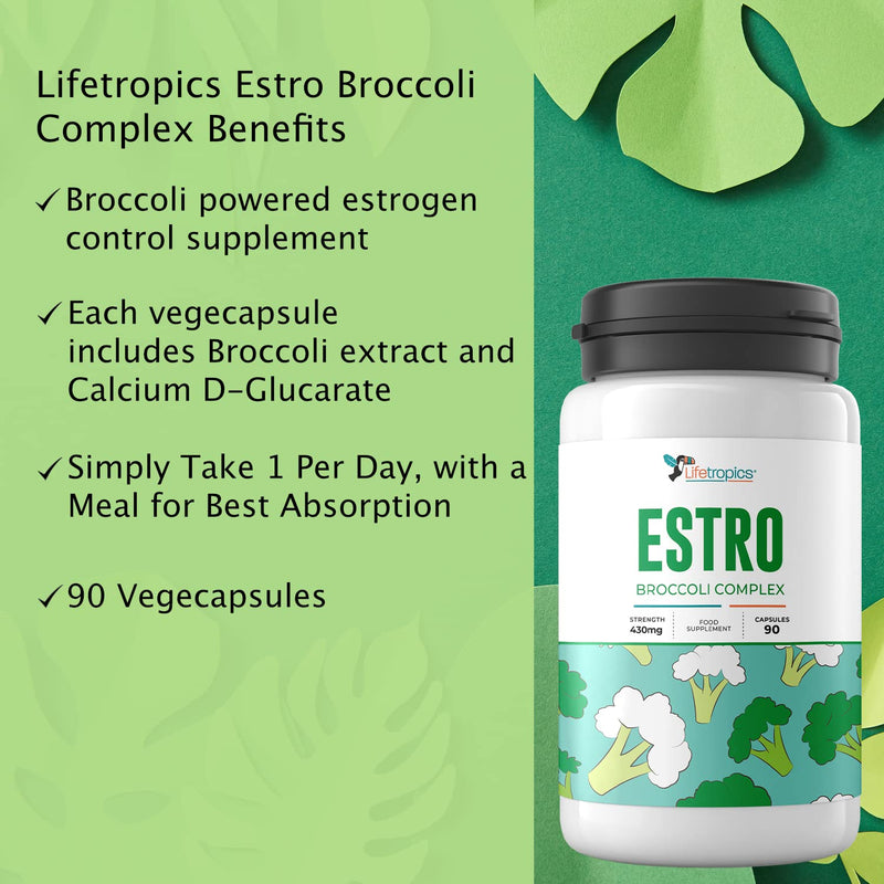 Lifetropics Estro Broccoli Complex | Broccoli Powered Estrogen Blocker | with Broccoli, Calcium D Glucarate | Natural Food Supplement | 90 Vegecapsules - BeesActive Australia