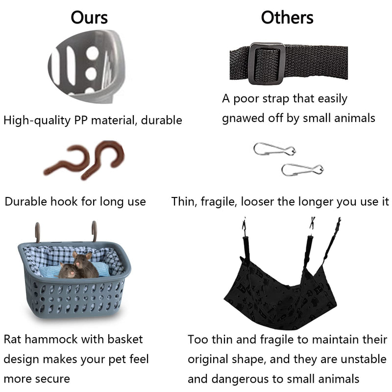 JWShang Rat Bed, Rat Hammock Hanging Basket Warm Bed, Rat Cage Accessories and Habitats, Small Animals Removable Nest Mat for Hamster, Sugar Glider, Rat (Small, Grey) Large - BeesActive Australia