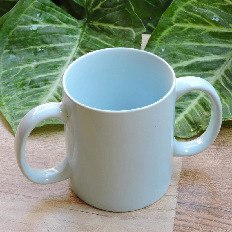 Dual Handle Mug | Two Handled Ceramic Drinking Mug for Secure Hold | 11.83 Fl. Oz. (350 Ml) - Blue - BeesActive Australia