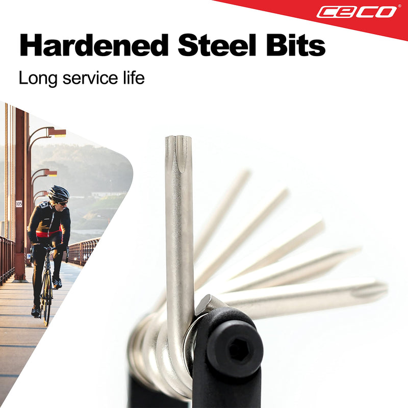CECO-USA 10 Function Bike Tool – Bicycle Multi Tool – Heavy Duty, Compact Pocket Sized, Lightweight – High Strength CR-V 6150 Tool Steel – Easy To Carry - BeesActive Australia