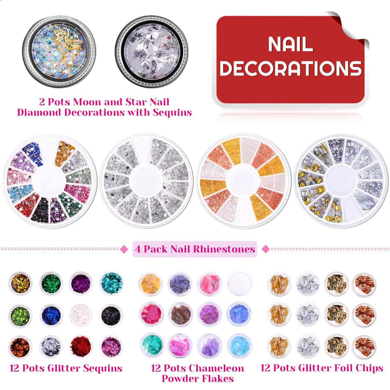 Nail Art Kit, Paxcoo Nail Art Supplies Nail Design Tools Kit Includes Nail Rhinestones Crystals Gems, Nail Brushes, Nail Sequins and Nail Design Tools for Acrylic Nails with Gift Box - BeesActive Australia