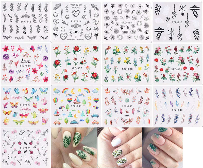 Nail Stickers for Women Nail Art Accessories Simple Nail Art Stickers Water Transfer Leaf Flamingo Flower Butterfly Nail Decals Manicure Nail Art Design Fingernails Decorations (29 Sheets) - BeesActive Australia