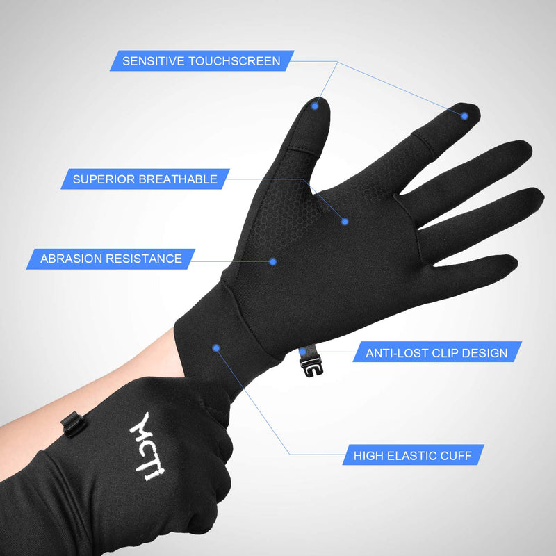 [AUSTRALIA] - MCTi Glove Liner Touch Screen Lightweight for Winter Running Texting Black Large 