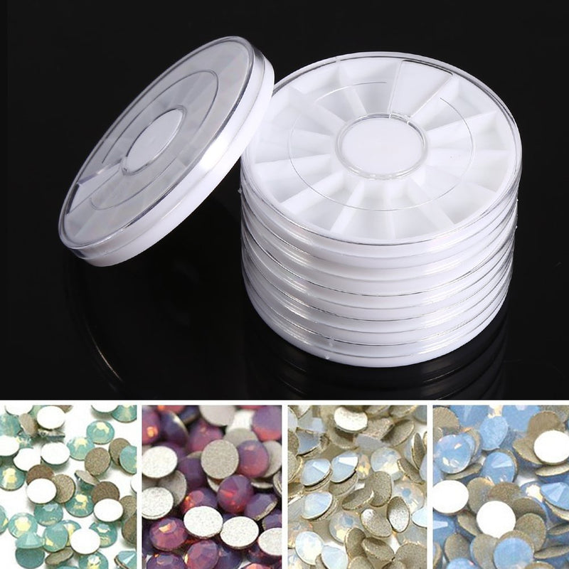 Pack of 6 Nail Art Rhinestone Wheel Box Bead Slice Decoration Storage Container Nail Tools - BeesActive Australia