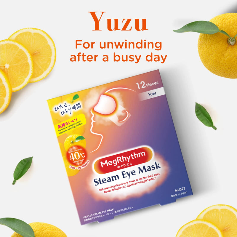 Latest Version Kao MEGURISM Health Care Steam Warm Eye Mask,Made in Japan,Yuzu ripe 12 Sheets Yuzu 12 Count (Pack of 1) - BeesActive Australia