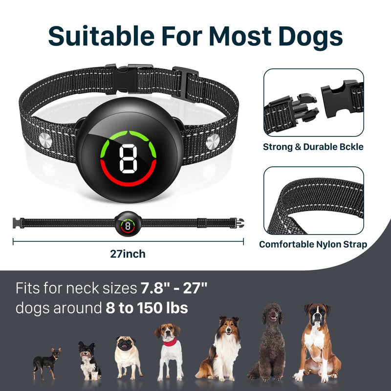 NBJU Dog Bark Collar, Rechargeable Anti Barking Collar with 5 Adjustable Sensitivity, Optional Beep Vibration Shock Mode, Humane Dog Training Collar for Large Medium Small Dogs, IP67 Waterproof Black - BeesActive Australia
