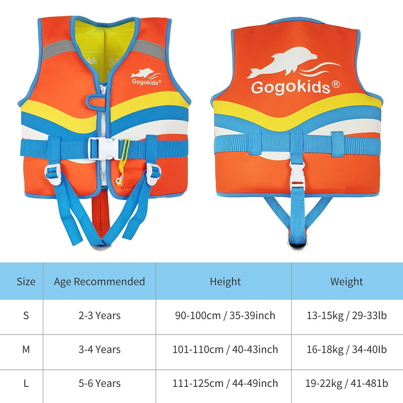 Kids Swim Vest Float Jacket for 29-48 lbs Toddler, Swimming Pool Aid Floats for 2-6 Years Boys and Girls,Children Swimwear with Emergency Whistle & Adjustable Safety Strap,Children Puddle As A Jumper A Orange S(2-3Years) - BeesActive Australia