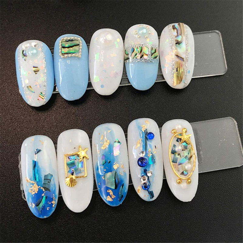Nail Art Shell Slices, 12 Boxes Colorful Irregular 3D Nail Abalone Slices Nail Art Shell Stones Nail Sequins Decoration - BeesActive Australia