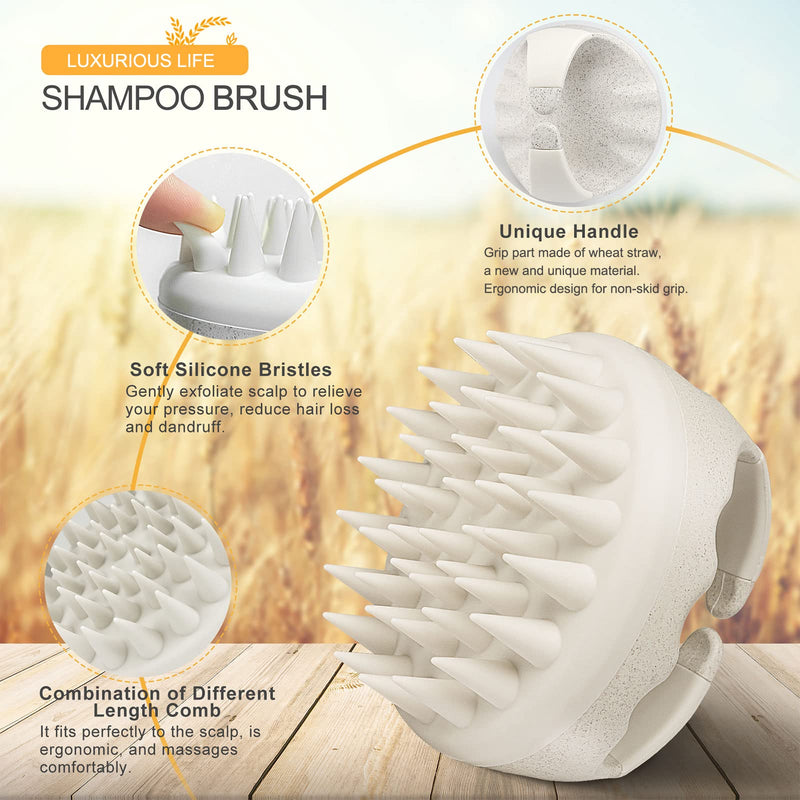 AIMIKE Scalp Massager Shampoo Brush,Scalp Brush for Washing Hair & Scalp Massager for Hair Growth,Scalp Scrubber/Exfoliator with Silicone Bristles for Dandruff Removal,Head Massager for Wet & Dry Milk White - BeesActive Australia