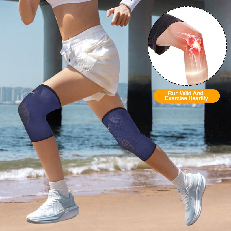 KUBAO 2 Pack Compression Knee Brace for Working Out, Running, Gym, Fitness, Weightlifting High Stretch Knee Pads for Meniscus Tear, ACL, Arthritis, Joint Pain A4-Brown Large - BeesActive Australia
