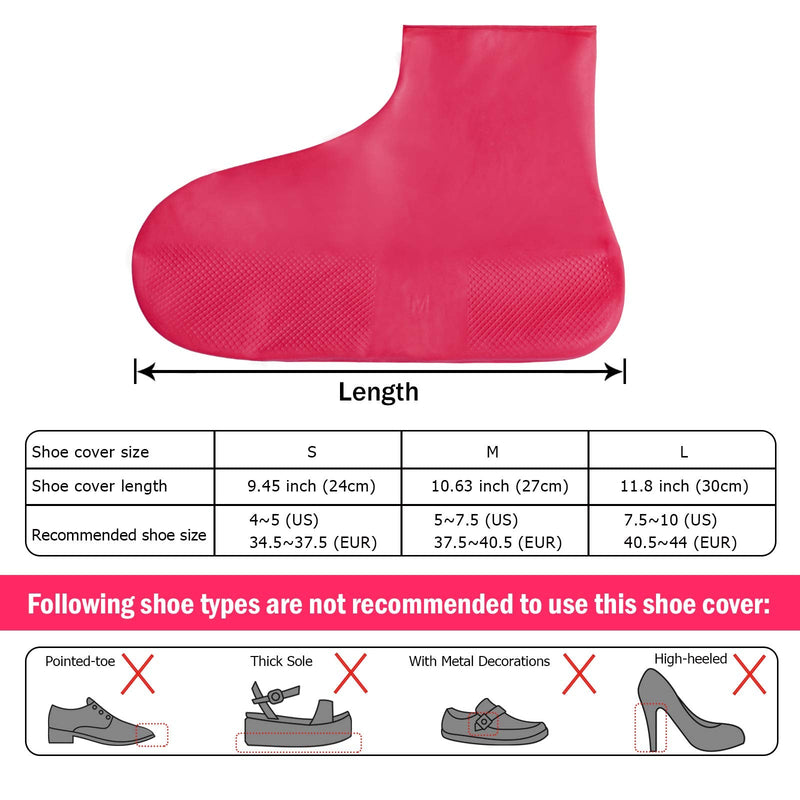 TCCFCCT Waterproof Shoe Covers, Reusable Silicone Shoe Protectors for Men, Women, Durable, Easy to Carry, Nonslip Rain Shoe Covers for Rain, Snow, Car Washing, Camping 1 Pair Pink Medium - BeesActive Australia