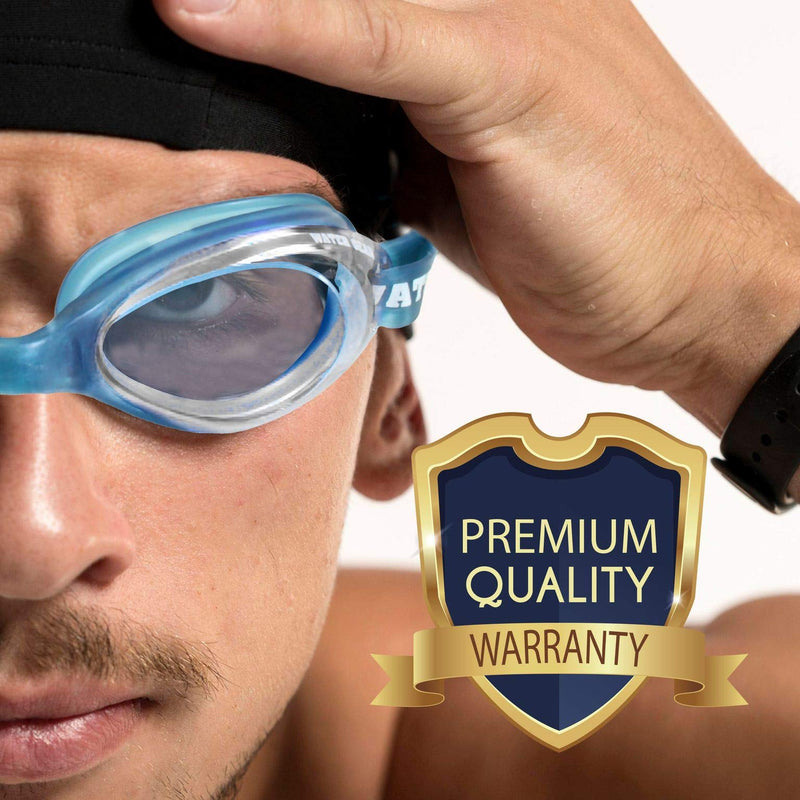 Water Gear Racer Anti-Fog Swimming Goggles - Great for Pool and Diving - Unisex Clear W/Blue Seals - BeesActive Australia