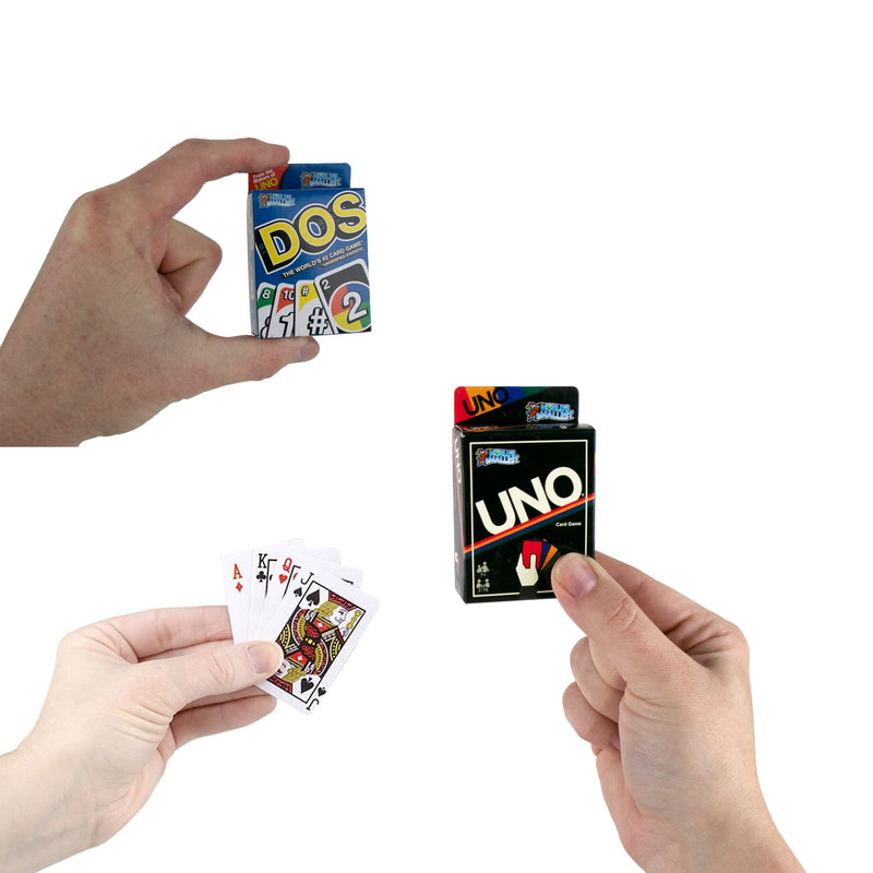 World's Smallest Card Game Bundle Set of 3 Retro Uno - Dos - Mini Playing Cards - BeesActive Australia