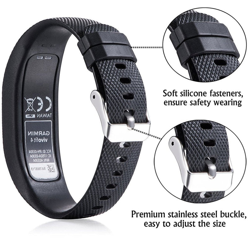QGHXO Band for Garmin Vivofit 4, Soft Silicone Replacement Watch Band Strap for Garmin Vivofit 4 Activity Tracker, Small, Large, Ten Colors (A-Black&White&Purple, Large) A-Black&White&Purple - BeesActive Australia