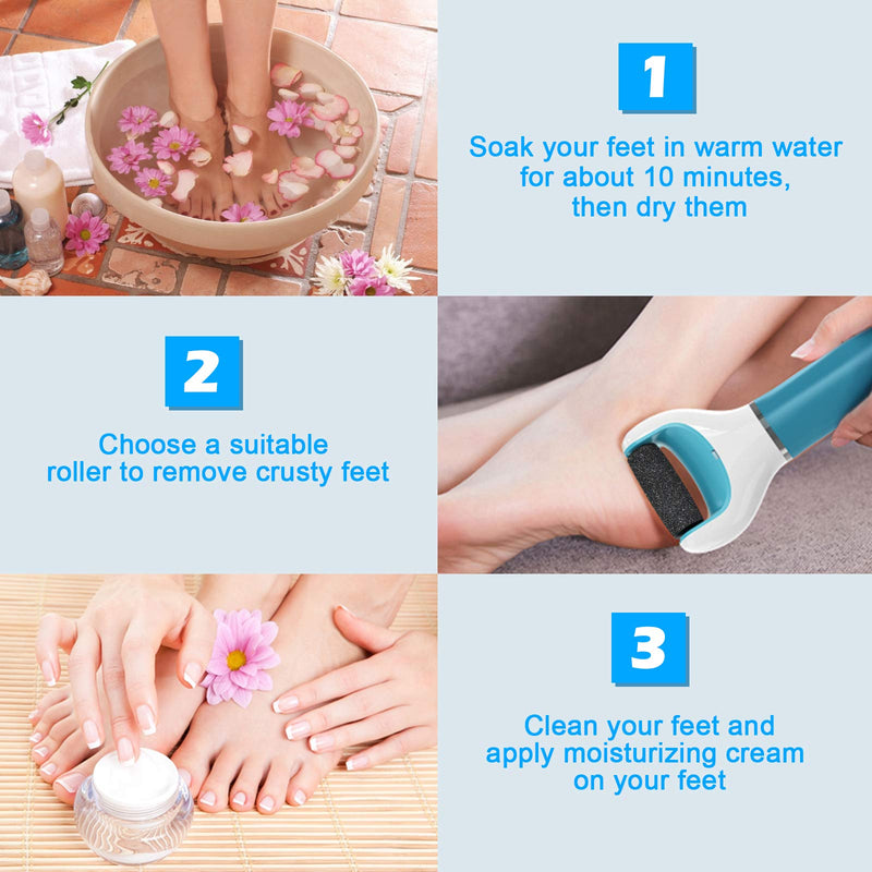 Jorest [5 Pcs] Replacement Rollers Refills Compatible with Scholl Velvet Smooth, 3 Types of Roughness, 4 Extra Coarse & 4 Regular & 2 Soft, for Electric Foot File, Pedicure Hard Skin Remover Black,blue - BeesActive Australia