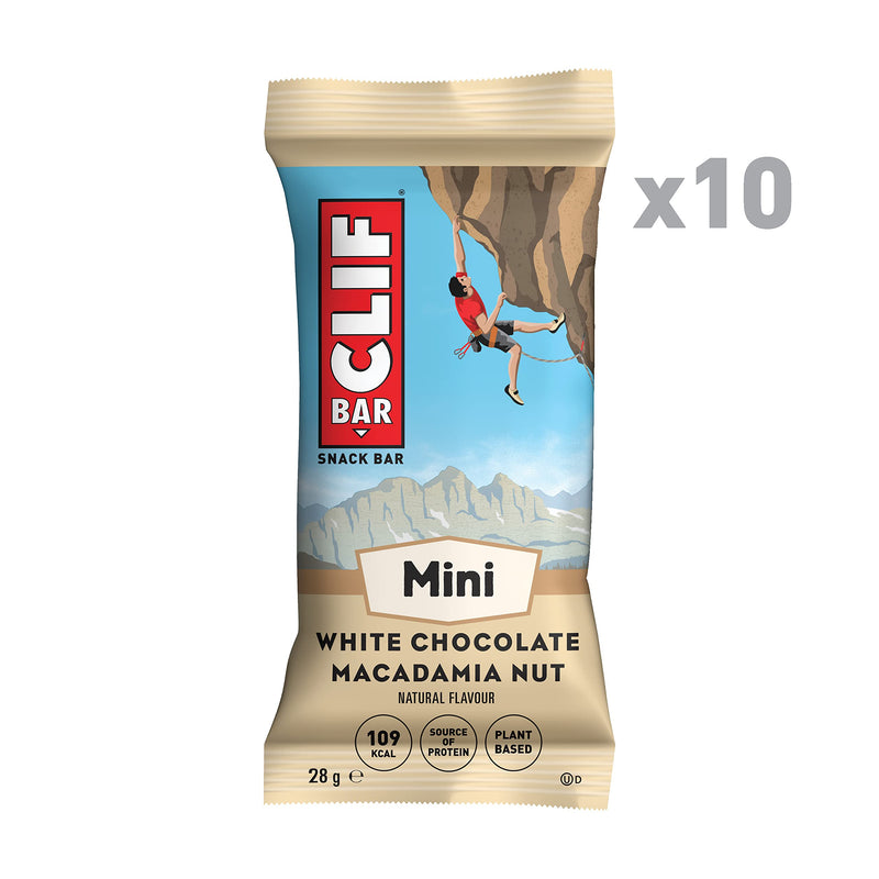 CLIF BAR Minis - Snack Bar - White Chocolate Macadamia Nut - Plant Based Protein - 10 x 28 g 28 g (Pack of 10) - BeesActive Australia