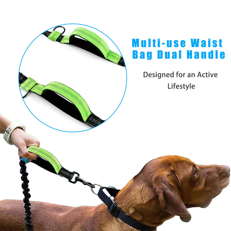 Hands Free Dog Leash, Dual-Handle, Durable Reflective Bungee Leash Kit, Water Bottle Holder Waist Bag with Adjustable Waist Belt, Smartphone Pouch for Running Walking Training Hiking - BeesActive Australia