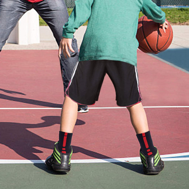 JHM Kids Athletic Sport Sockcs Team Basketball Soccer Crew Socks For Ages 4 to 16 4 Pairs Color#1 12-16 Years - BeesActive Australia