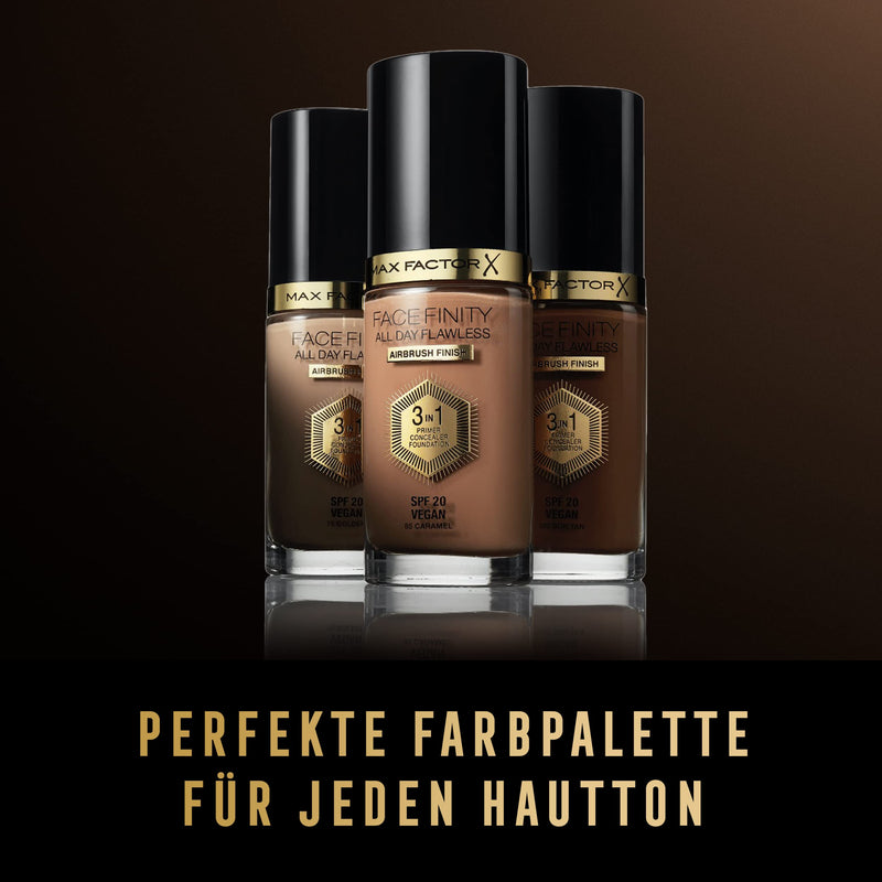 Max Factor Facefinity 3-in-1 All Day Flawless Liquid Foundation, SPF 20 - 55 Beige (Packaging May Vary) - BeesActive Australia