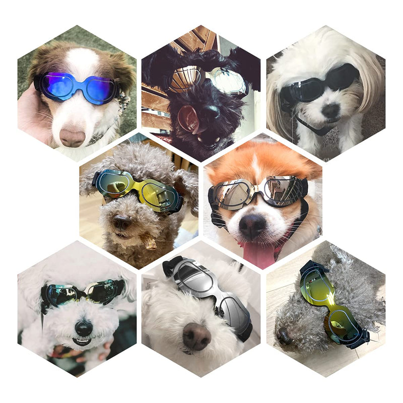 PEDOMUS Dog Sunglasses Small Dog Goggles Doggles Dog Glasses for Small Dogs Adjustable Band Blue - BeesActive Australia
