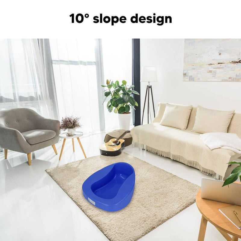 Thick Plastic Bedpan, Large Bed Pan Nursing Thicken 10 Degree Slope Bedridden Bedpan for Elderly Pregnant Women(Blue) Blue - BeesActive Australia