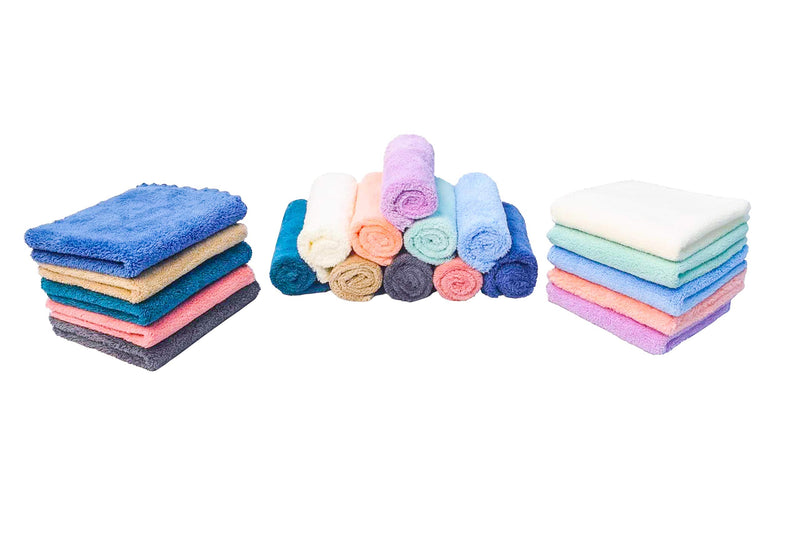 Kyapoo 20 Pack Baby Washcloths Microfiber Coral Fleece Extra Absorbent and Soft for Newborns, Infants and Toddlers 20 Count (Pack of 1) - BeesActive Australia