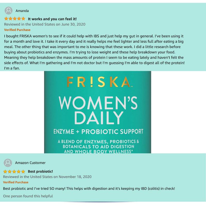 FRISKA Womens Daily | Digestive Enzyme and Probiotics Supplement | Natural Support for Female Digestion, Immune and Urinary Health | 30 Capsules 30 Count (Pack of 1) - BeesActive Australia
