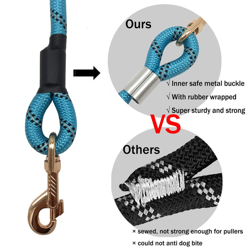 Shorven Nylon Strong Dog Rope Lead Reflective Training Dog Leash with Soft Handle 5-20 FT Long (Dia:0.5" 20FT) Red - BeesActive Australia