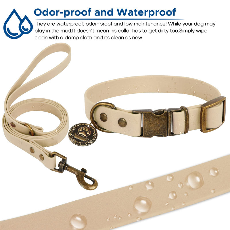 Wisedog Dog Collar and Leash Set Combo: Adjustable Pet Collars with Dog Leashes for Small Medium Large Dogs,Includes 1 Bonus of Poop Bag Holder M(Collar:12"-18";Leash:5 ft) Sand Color - BeesActive Australia