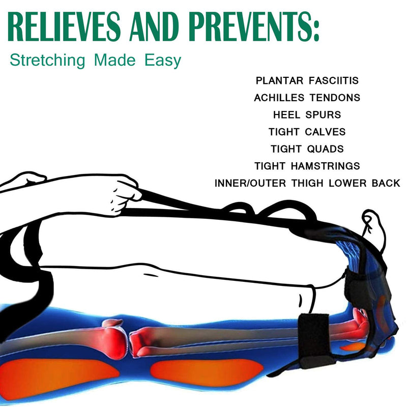 Foot Stretcher Stretch Strap for Plantar Fasciitis, Achilles Tendon, Heel Spur and Leg Muscle Relief – Hamstring, Quad, Calf, Ankle, Hip Aid - BeesActive Australia