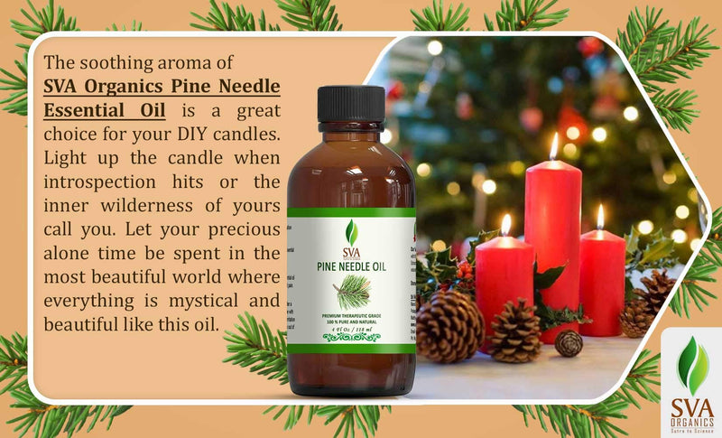 SVA ORGANICS Pine Needle Essential Oil Large Size 4 OZ (118 ML) Therapeutic Grade, 100% Pure Premium Grade Oil for Skin and Hair Care - BeesActive Australia