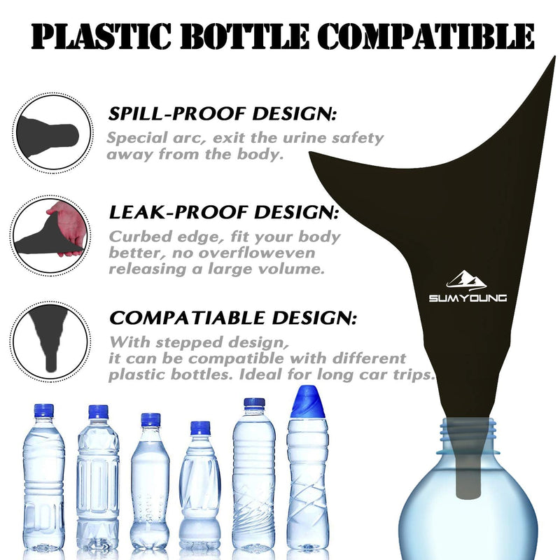Female Urination Device,Reusable Silicone Female Urinal Portable Women Pee Funnel Urine Cup Allows Pee Standing Up,Compact Design for Car Travel Camping Hiking,with Drawstring Bag and Carabine Black - BeesActive Australia
