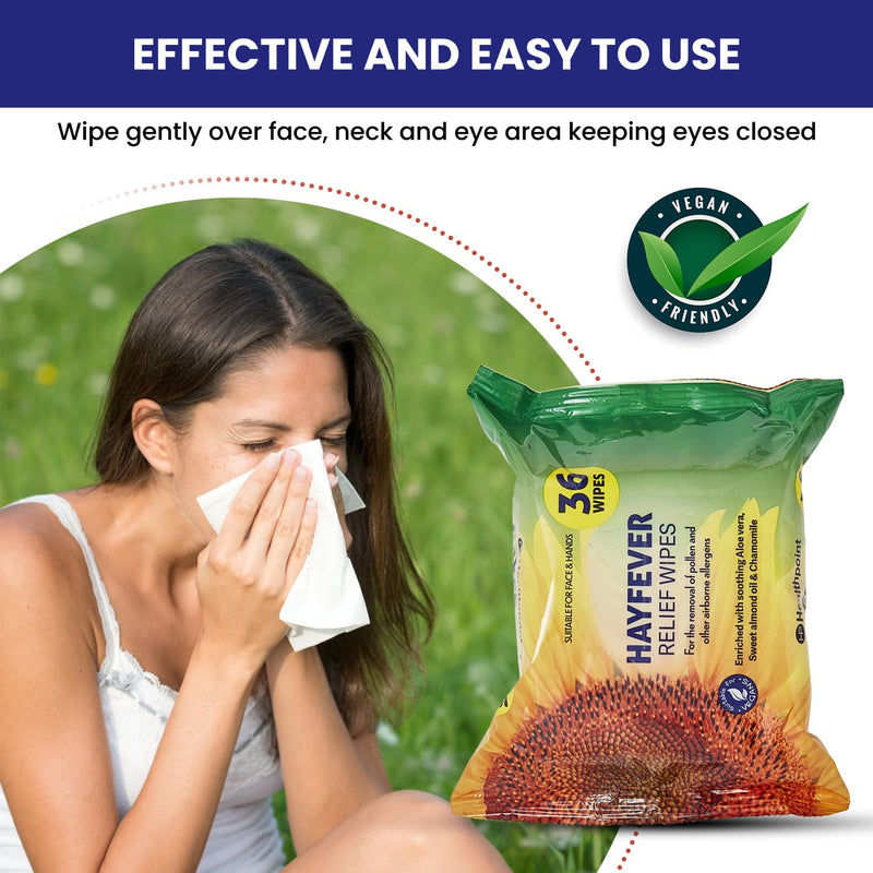 Hayfever Wipes Healthpoint Hay Fever Relief Wipes for Adults & Children 36 Wipes Per Pack (3) 3 - BeesActive Australia