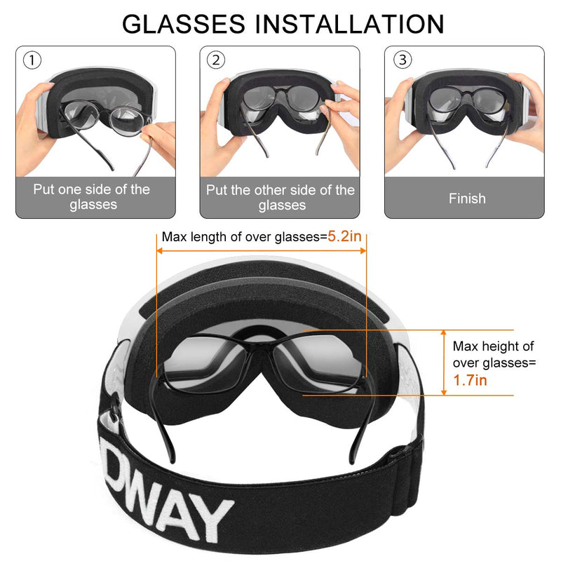 findway Kids Ski Goggles, Kids Snow Snowboard Goggles for Boys Girls Youth Teenagers,Over Glasses OTG Design,Anti Fog,100% UV Protection,Helmet Compatible A1-silver (Vlt 21%) - BeesActive Australia