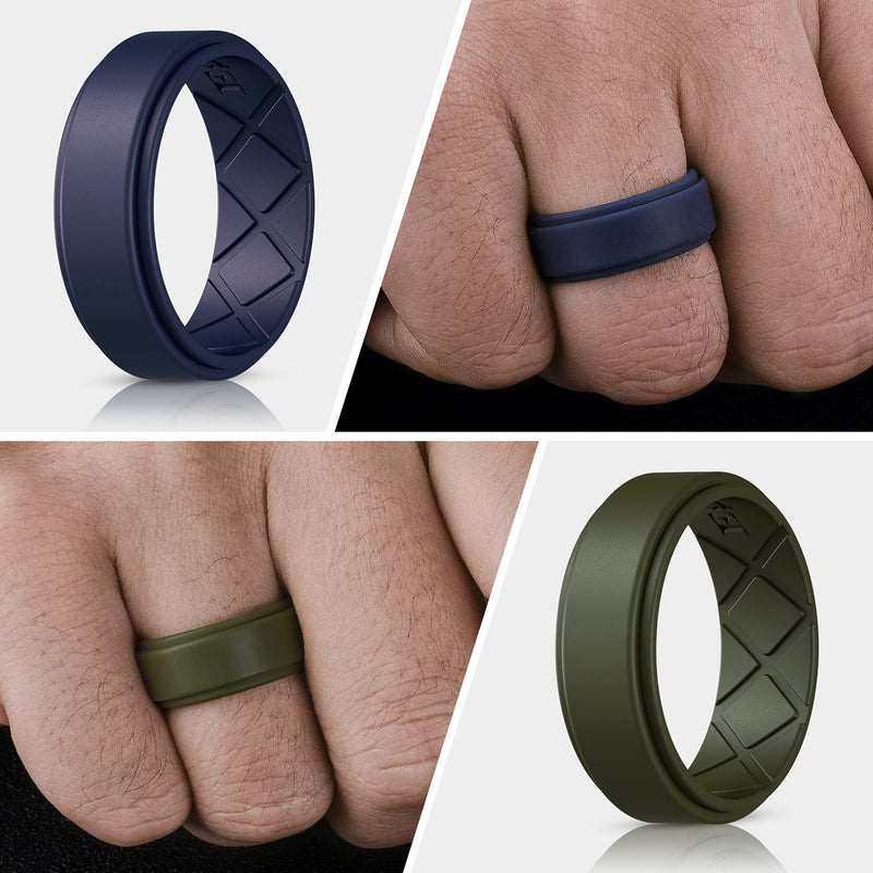 Egnaro Silicone Rings Mens, Breathable Mens Rubber Wedding Bands for Crossfit Workout,8mm Wide - 2.5mm Thick - BeesActive Australia